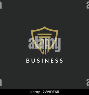 CR initial monogram logo with pillar and shield style design ideas Stock Vector