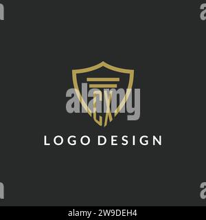 CX initial monogram logo with pillar and shield style design ideas Stock Vector