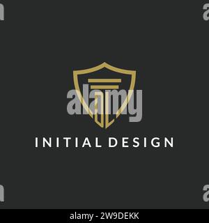 DL initial monogram logo with pillar and shield style design ideas Stock Vector