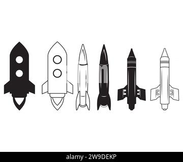 Rocket Vector, Rocket Clipart, Spaceship Outline, Rocket Clipart, Mid Century Vintage Rockets, Rocket Ship, Space Stock Vector
