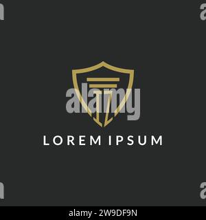 IZ initial monogram logo with pillar and shield style design ideas Stock Vector