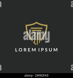 IM initial monogram logo with pillar and shield style design ideas Stock Vector