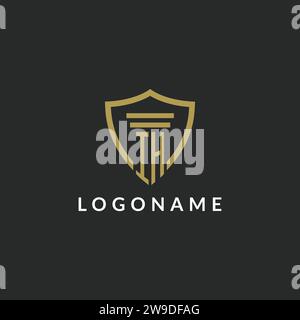IH initial monogram logo with pillar and shield style design ideas Stock Vector