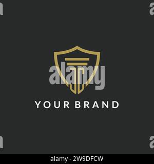 JC initial monogram logo with pillar and shield style design ideas Stock Vector