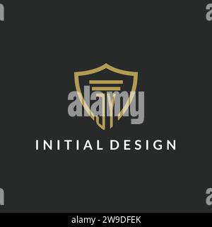 JY initial monogram logo with pillar and shield style design ideas Stock Vector