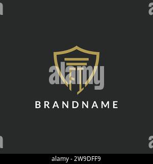 FI initial monogram logo with pillar and shield style design ideas Stock Vector
