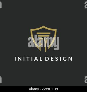 FY initial monogram logo with pillar and shield style design ideas Stock Vector