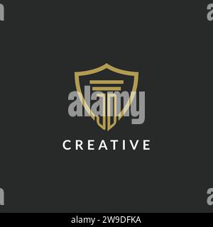 JD initial monogram logo with pillar and shield style design ideas Stock Vector