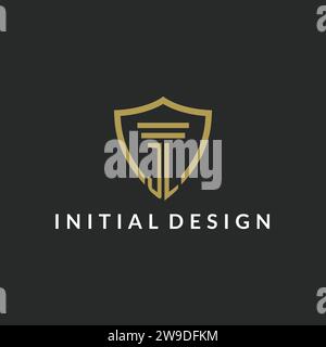 JL initial monogram logo with pillar and shield style design ideas Stock Vector