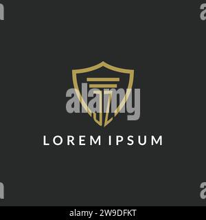 JZ initial monogram logo with pillar and shield style design ideas Stock Vector