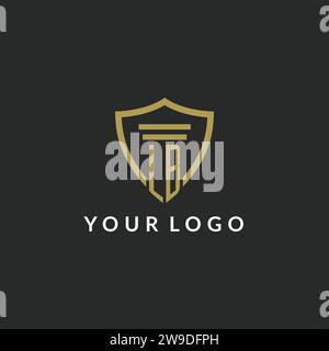 LB initial monogram logo with pillar and shield style design ideas Stock Vector