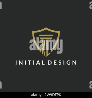 KL initial monogram logo with pillar and shield style design ideas Stock Vector