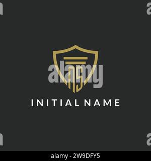 NS initial monogram logo with pillar and shield style design ideas Stock Vector