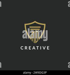 MD initial monogram logo with pillar and shield style design ideas Stock Vector