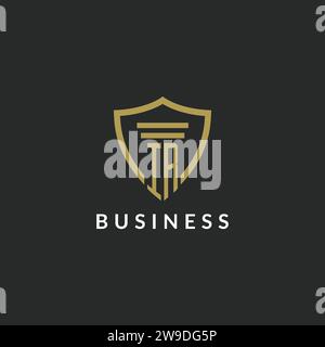 IR initial monogram logo with pillar and shield style design ideas Stock Vector
