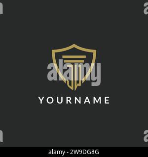 JW initial monogram logo with pillar and shield style design ideas Stock Vector