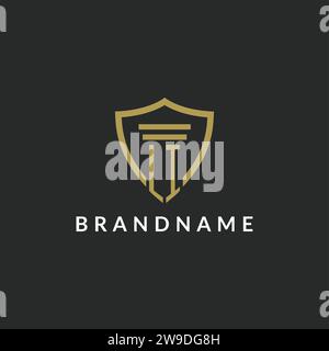 LI initial monogram logo with pillar and shield style design ideas Stock Vector
