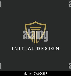RL initial monogram logo with pillar and shield style design ideas Stock Vector