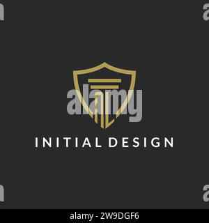 NL initial monogram logo with pillar and shield style design ideas Stock Vector
