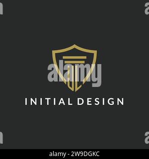 UL initial monogram logo with pillar and shield style design ideas Stock Vector