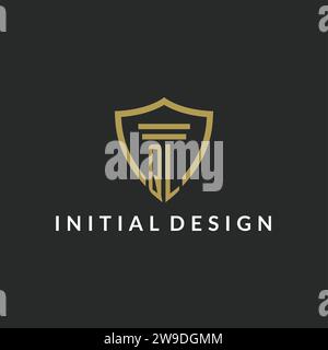 QL initial monogram logo with pillar and shield style design ideas Stock Vector