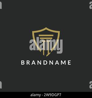 TI initial monogram logo with pillar and shield style design ideas Stock Vector