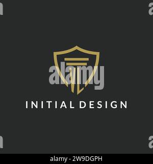 VL initial monogram logo with pillar and shield style design ideas Stock Vector