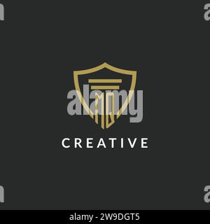 MQ logo initial monogram with shield and sword design ideas Stock ...