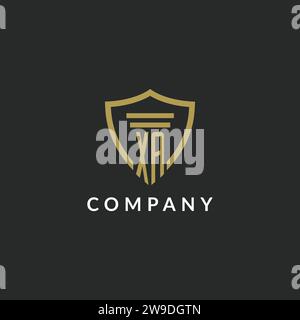 XA initial monogram logo with pillar and shield style design ideas Stock Vector