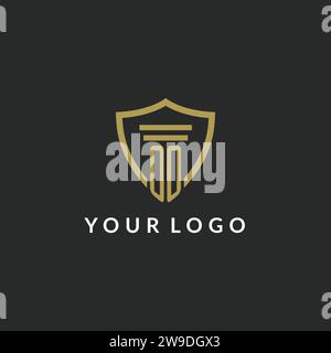 OO initial monogram logo with pillar and shield style design ideas Stock Vector