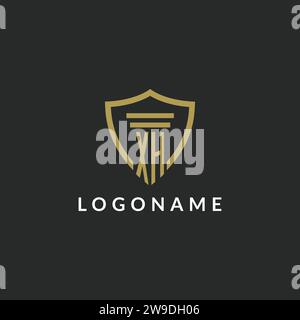 XH initial monogram logo with pillar and shield style design ideas Stock Vector