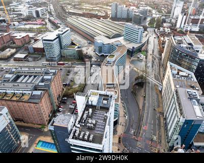 Aerial image of Manchester Stockport Road and Piccadilly station Stock Photo