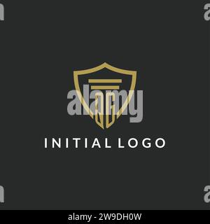 QG initial monogram logo with pillar and shield style design ideas Stock Vector