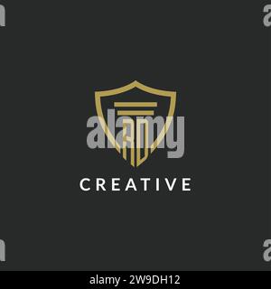 RD initial monogram logo with pillar and shield style design ideas Stock Vector