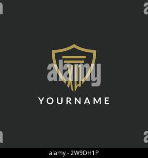 XW initial monogram logo with pillar and shield style design ideas Stock Vector