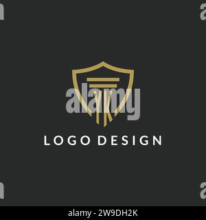 YK initial monogram logo with pillar and shield style design ideas Stock Vector