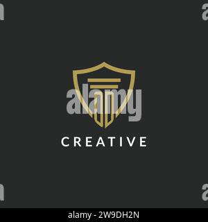 OD initial monogram logo with pillar and shield style design ideas Stock Vector
