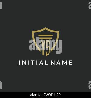 YS initial monogram logo with pillar and shield style design ideas Stock Vector