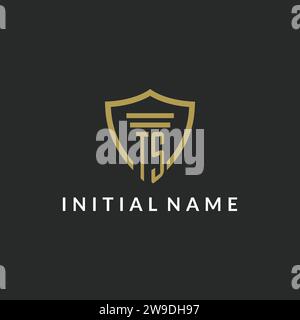 TS initial monogram logo with pillar and shield style design ideas Stock Vector