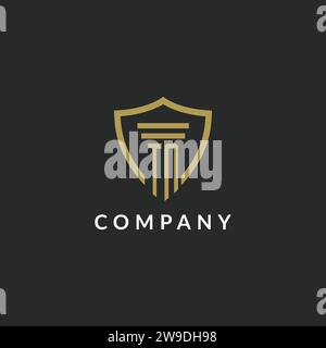 TN initial monogram logo with pillar and shield style design ideas Stock Vector