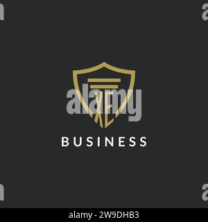 XE initial monogram logo with pillar and shield style design ideas Stock Vector