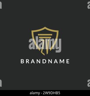 ZV initial monogram logo with pillar and shield style design ideas Stock Vector
