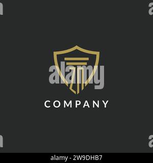 ZN initial monogram logo with pillar and shield style design ideas Stock Vector