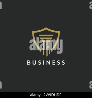 TR initial monogram logo with pillar and shield style design ideas Stock Vector