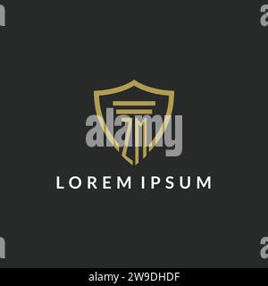 ZM initial monogram logo with pillar and shield style design ideas Stock Vector