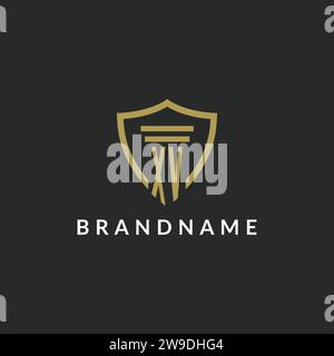 XV initial monogram logo with pillar and shield style design ideas Stock Vector