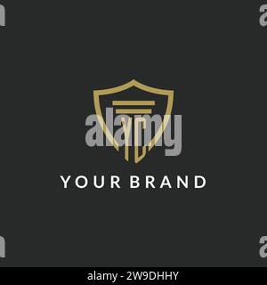 YC initial monogram logo with pillar and shield style design ideas Stock Vector