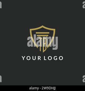 TB initial monogram logo with pillar and shield style design ideas Stock Vector
