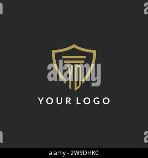 YO initial monogram logo with pillar and shield style design ideas Stock Vector
