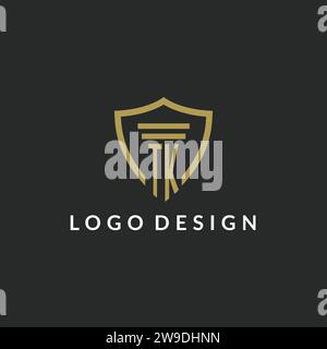 TK initial monogram logo with pillar and shield style design ideas Stock Vector